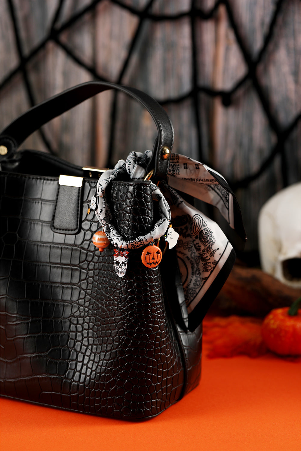 White Ghost Pumpkin Pendants Halloween Costume Scarf Necklace