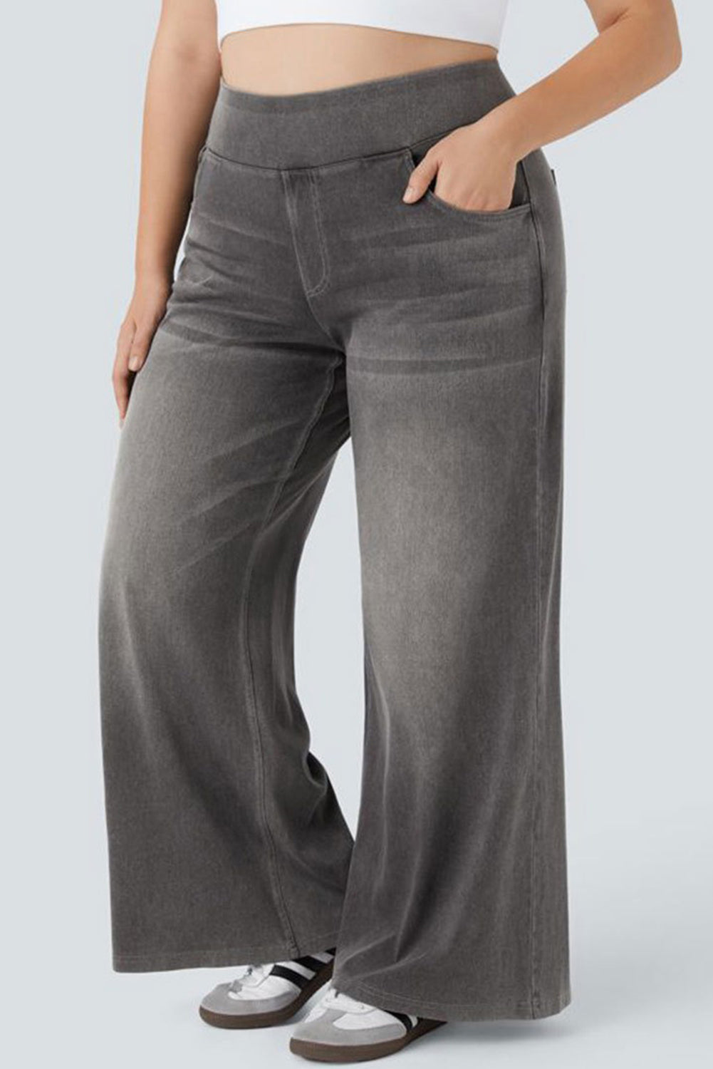 Medium Grey High-rise Wide Leg Jeans