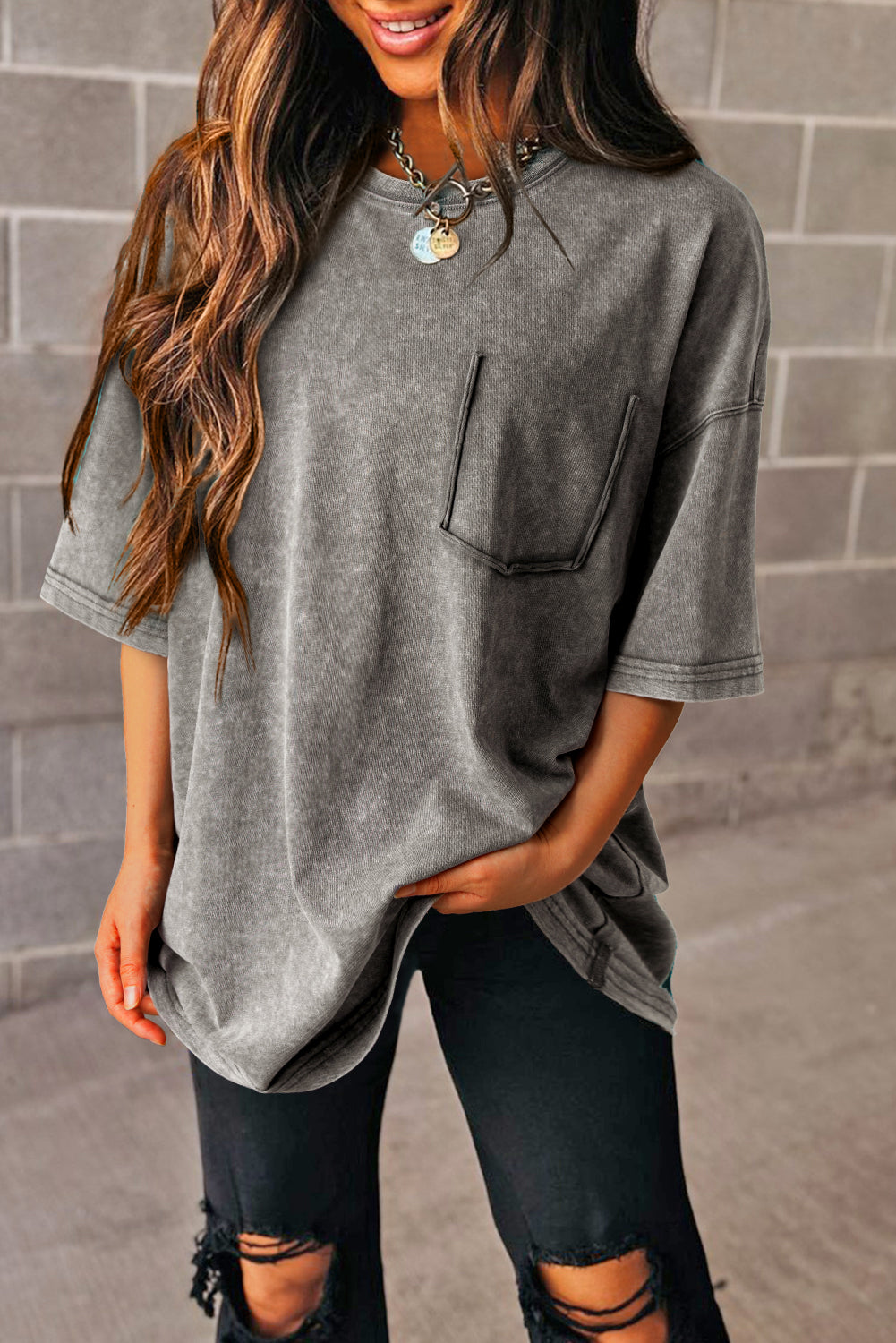 Philippine Gray Mineral Wash Half Sleeve Vintage T Shirt