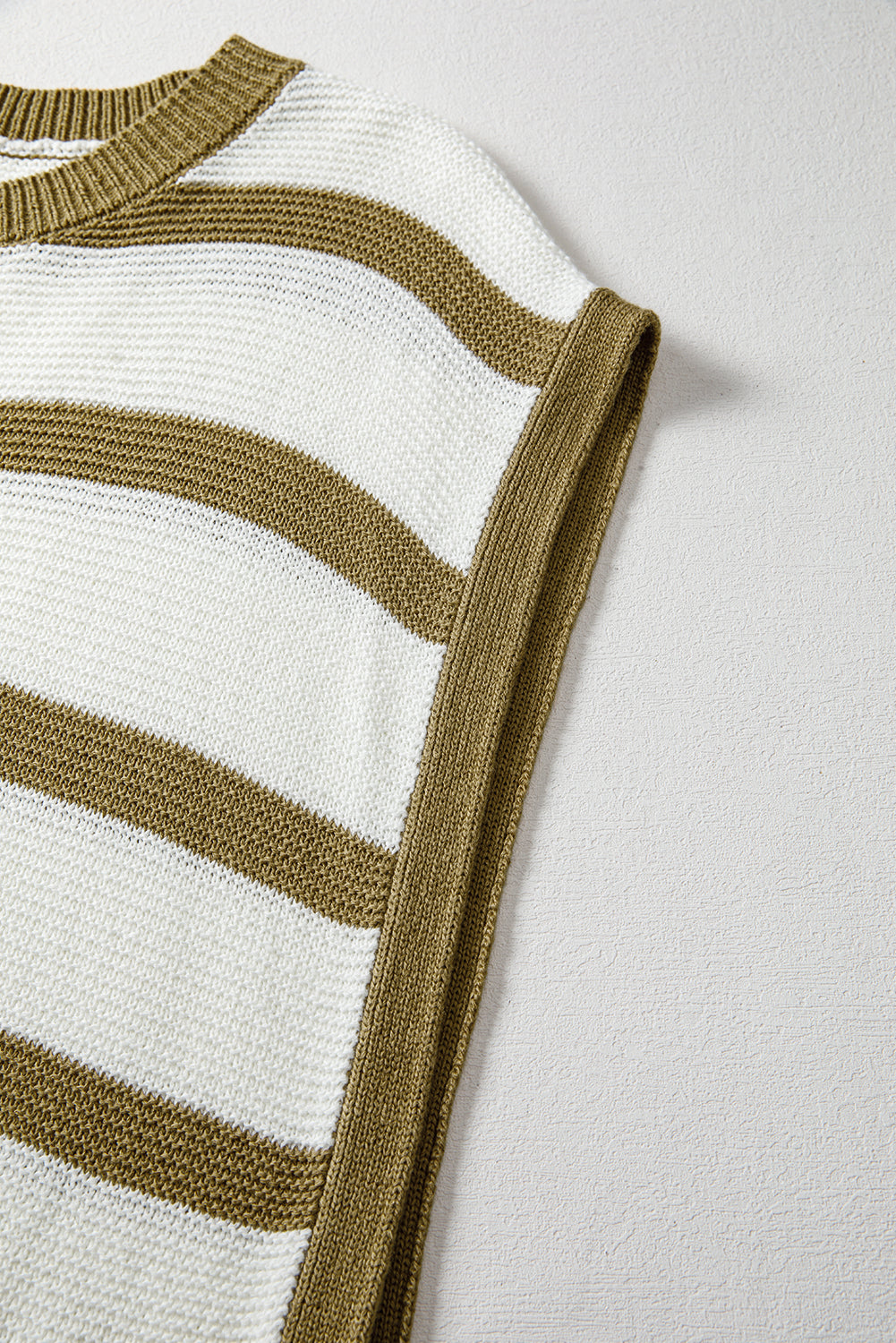 Khaki Stripe Side Tie Loose Knitted Top