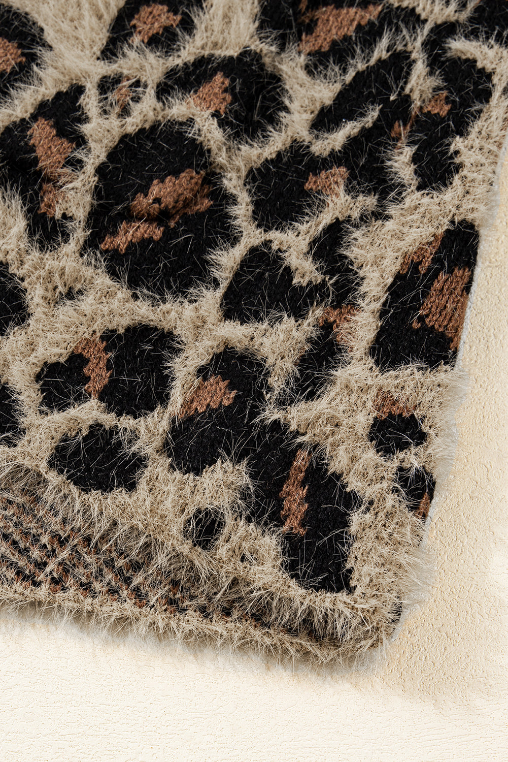 Brown Leopard Open Front Fuzzy Cardigan