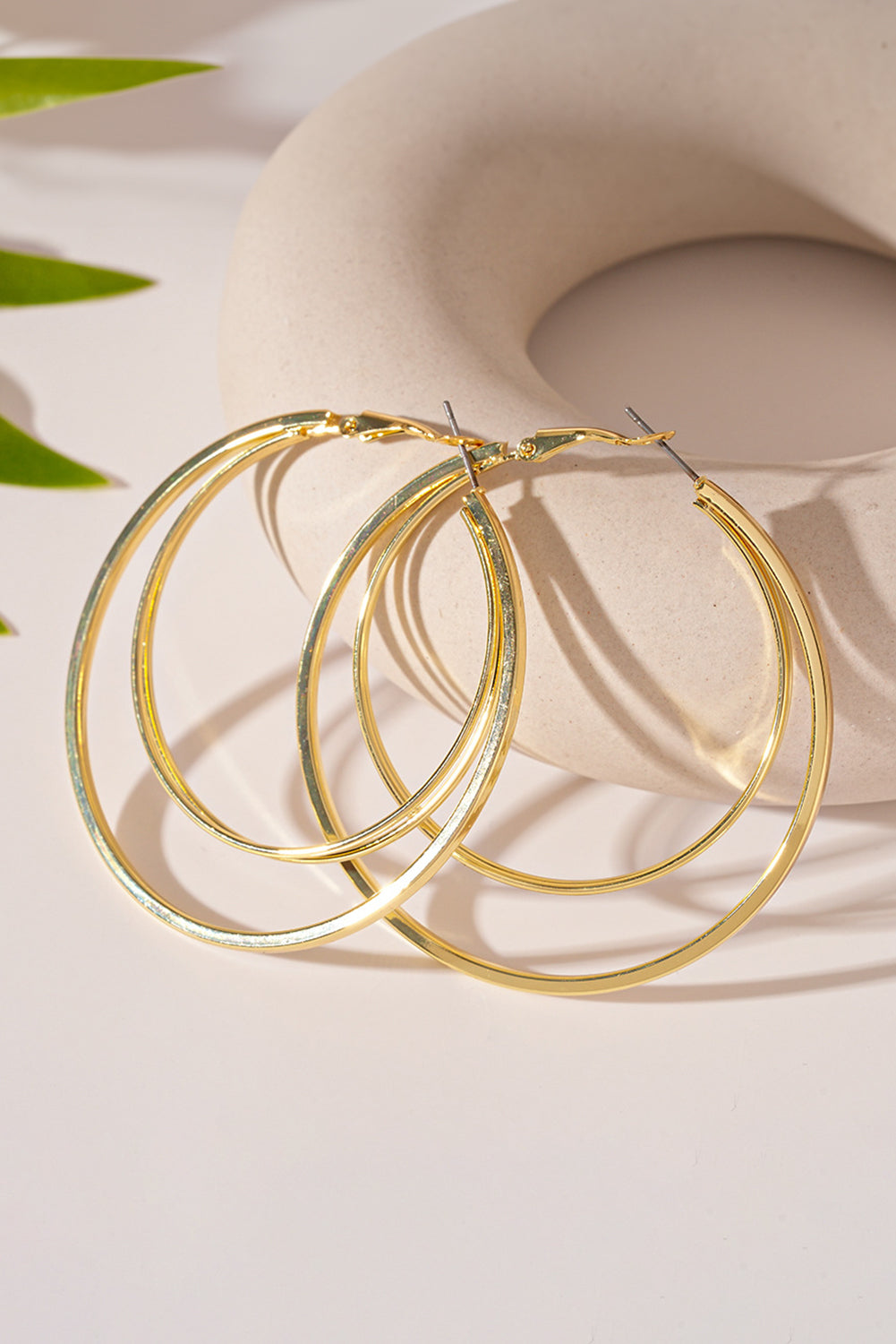 Gold Large Double Hoop Earrings