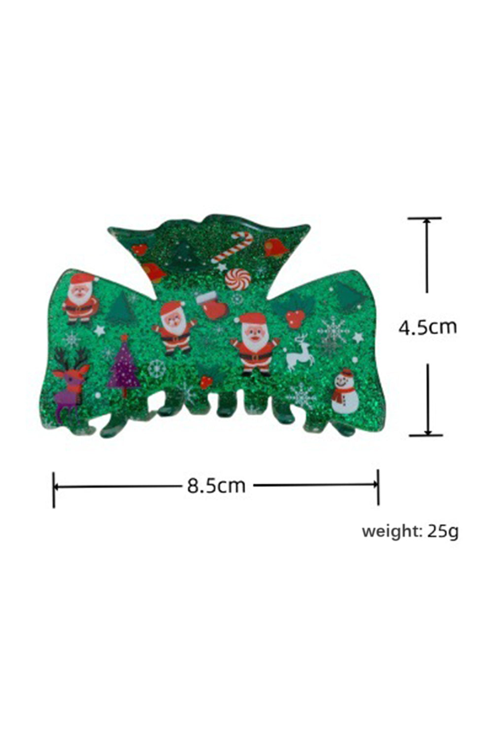 Dark Green Christmas Cartoon Graphic Hair Claw Clip