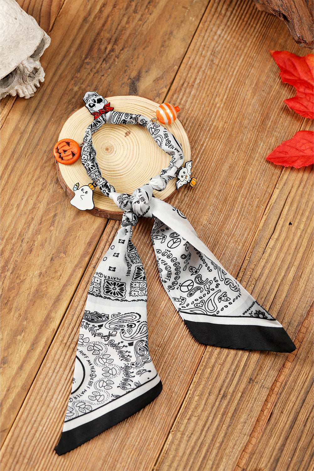 White Ghost Pumpkin Pendants Halloween Costume Scarf Necklace