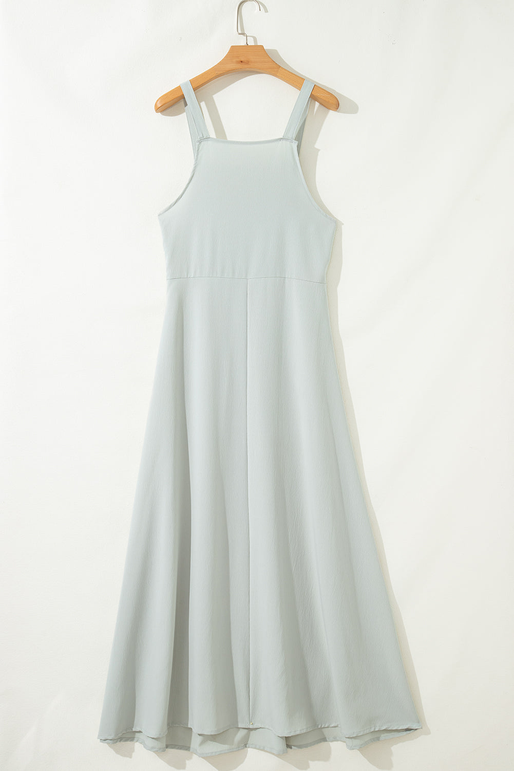 Light Grey Solid Color Pocket Overall Dress