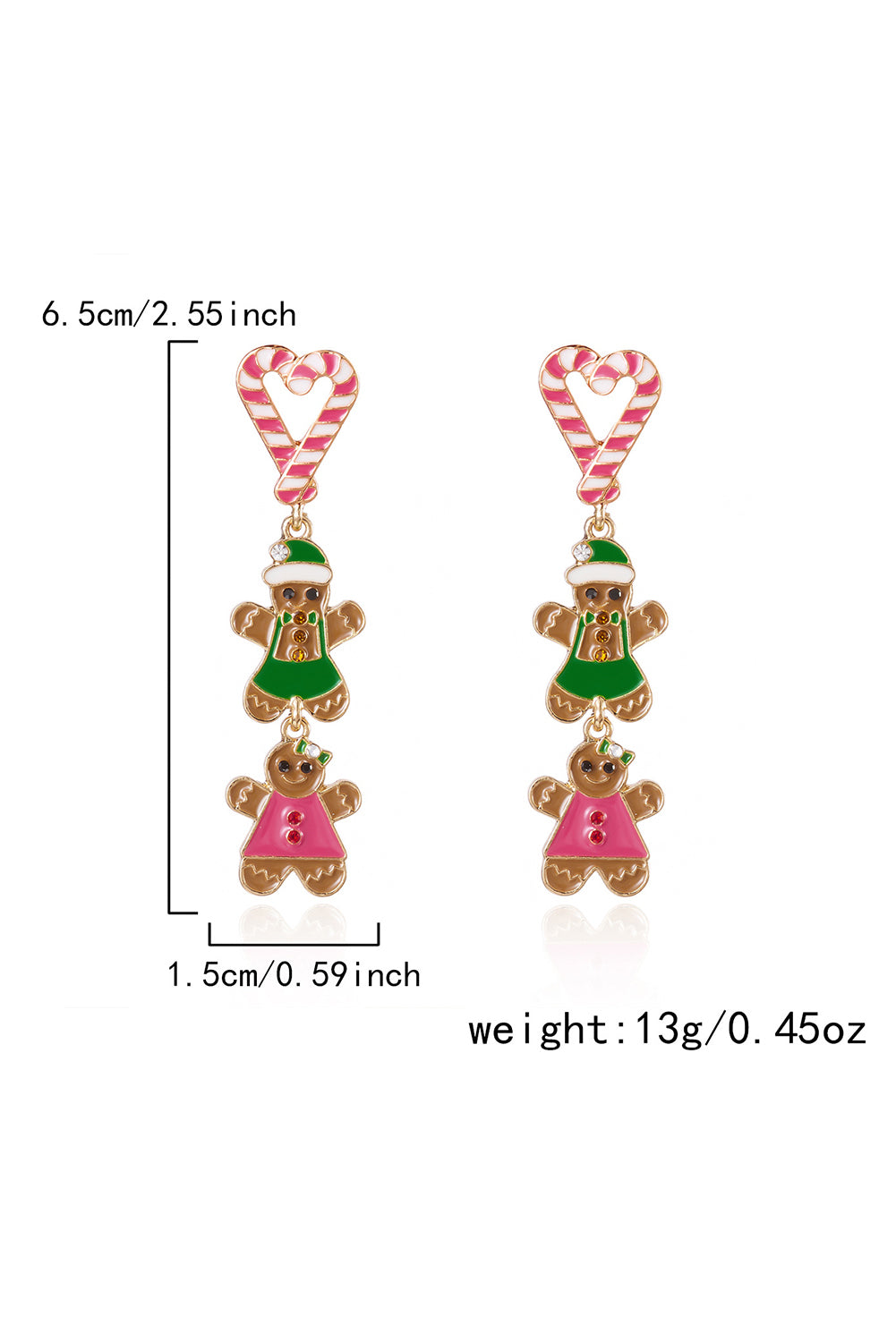 Thai Curry Christmas Candy Cane Gingerbread Drop Earrings