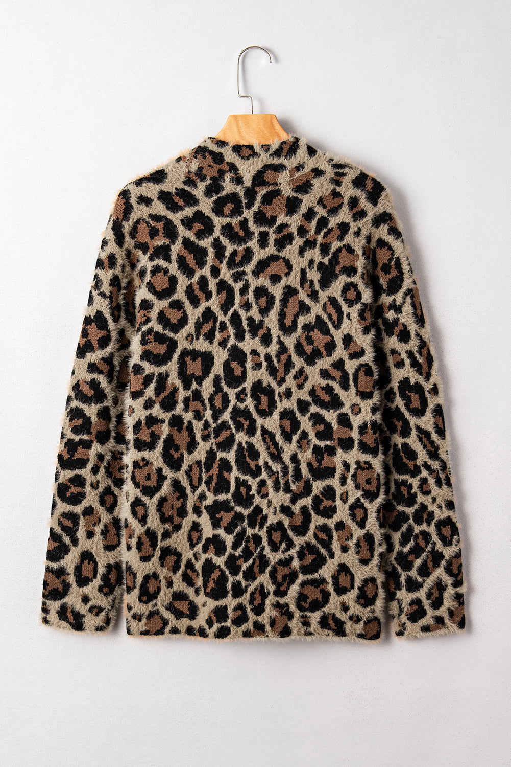 Brown Leopard Open Front Fuzzy Cardigan