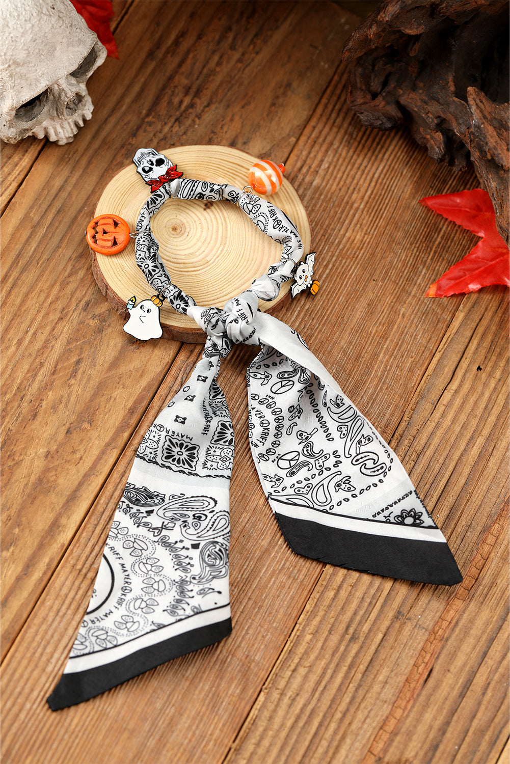 White Ghost Pumpkin Pendants Halloween Costume Scarf Necklace