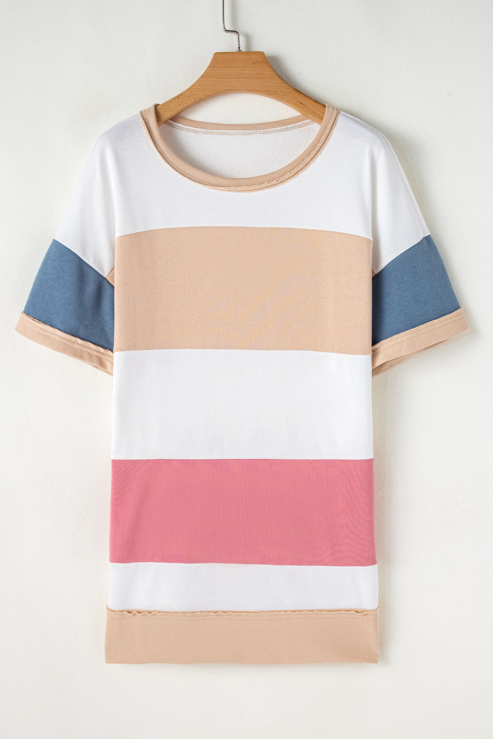 Multicolour Colorblock Patchwork Side Split Tunic T Shirt