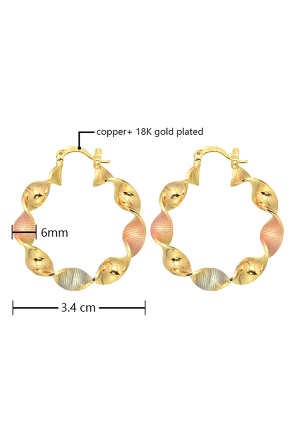 Gold Twisted Round Hoop Earrings