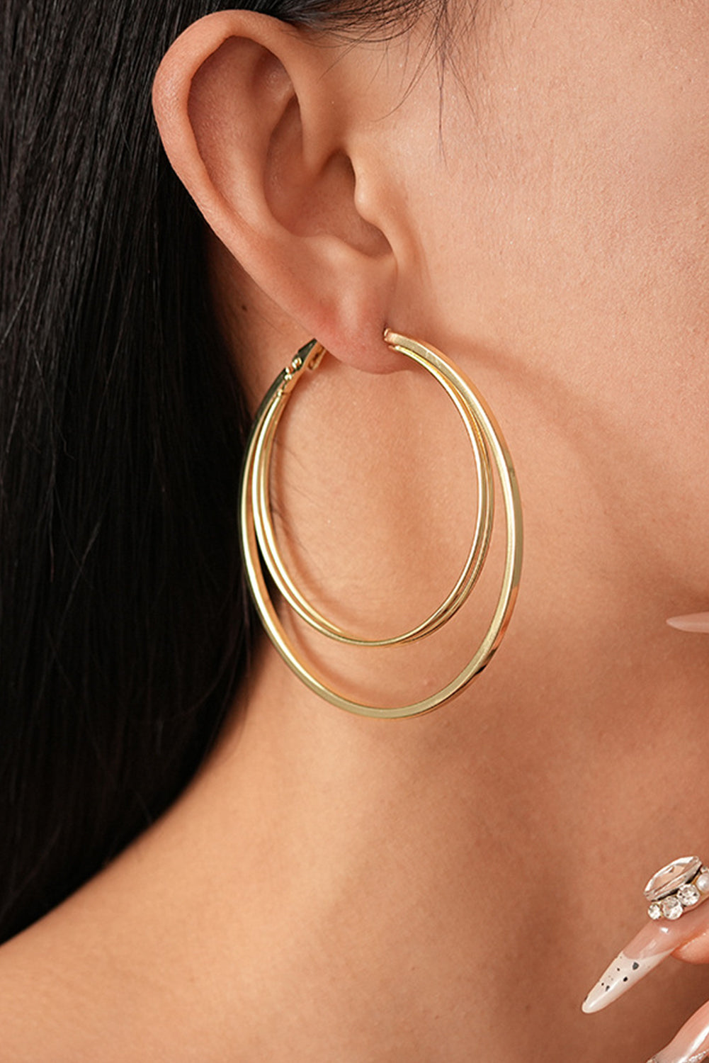 Gold Large Double Hoop Earrings
