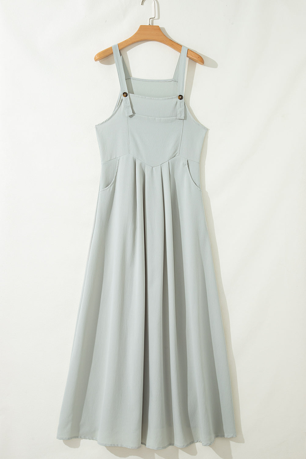 Light Grey Solid Color Pocket Overall Dress