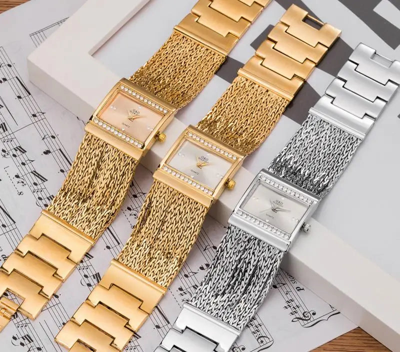 Ladies Wrist Watches Woman Famous Brand Dress Square Design Female Wristwatch Gold Stainless Steel Clock Montre Femme 2024