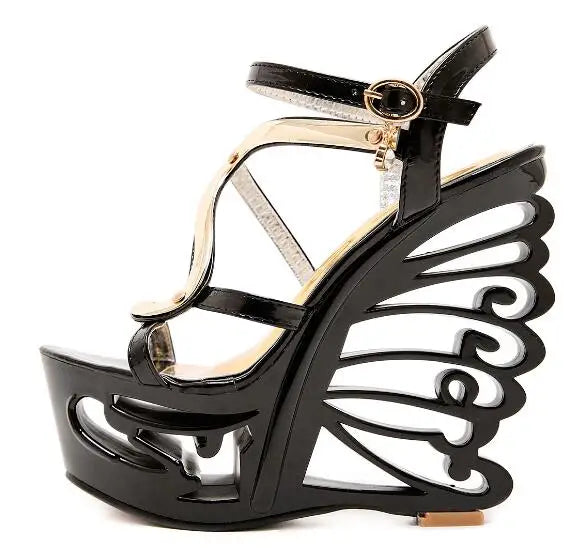 New High Quality Buckle Strap Sexy Strange Style Heel Summer Women Shoes Retro Novelty Sandals 14.5cm High Heels Nightclub Shoes