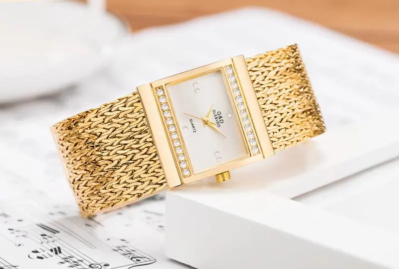 Ladies Wrist Watches Woman Famous Brand Dress Square Design Female Wristwatch Gold Stainless Steel Clock Montre Femme 2024