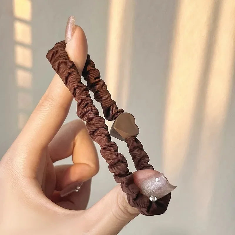 5pcs/Bag Women High Elastic Seamless Hair Rope Durable Bowknot Headbands No Crease Ponytail Holder Rubber Band Hair Accessories