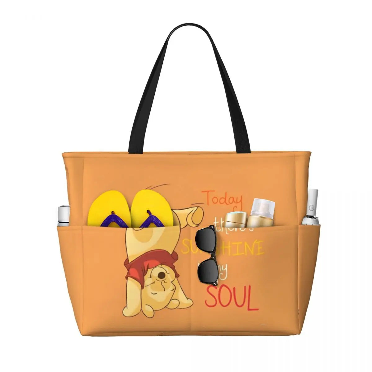 Fashion Winnie The Pooh Women Tote Bag for Travel Large Cute Bear Print Weekender Bags for Holiday