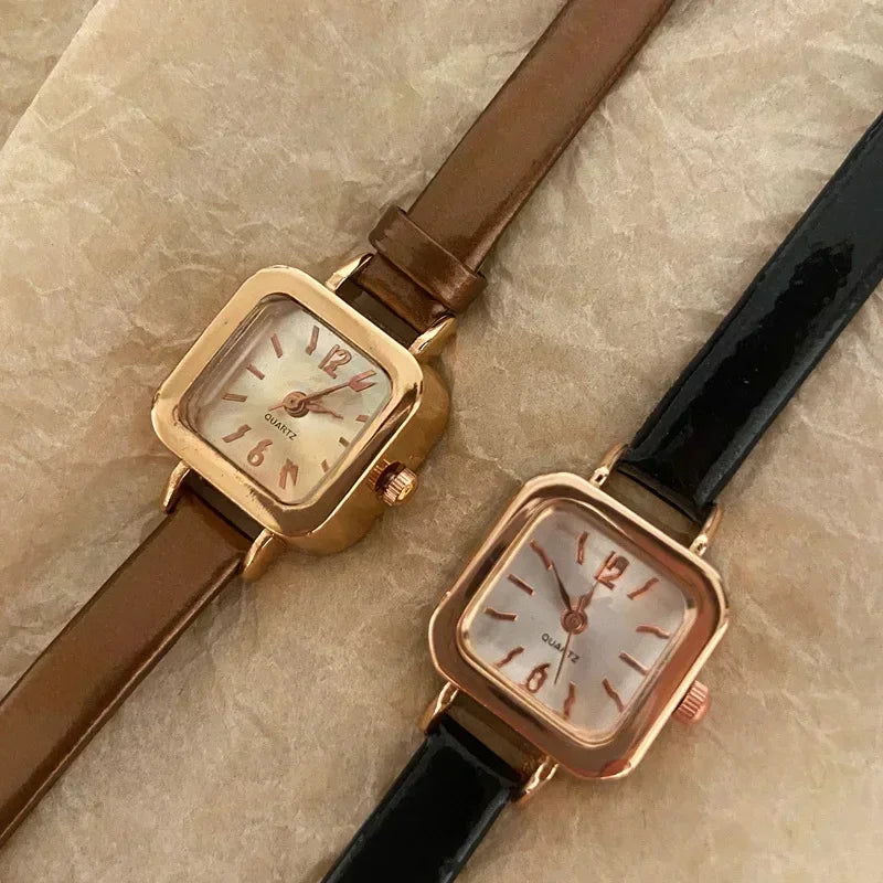 New Fashion Luxury Wrist Watches for Woman Students Small Square Leather Quartz Watch for Girl Gifts Reloj Mujer Ladies Clock