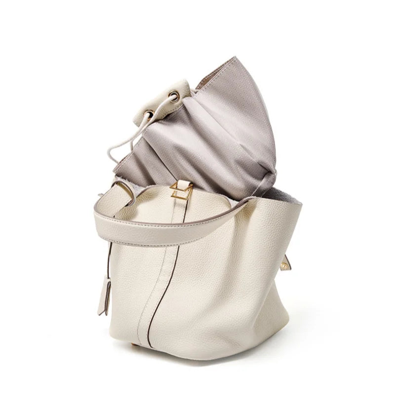 Ladies Handbag Female Bucket Bag Basket Shoulder Bag Travel BagLeather Bucket BagLarge Soft Leather Tote with Lock Daily