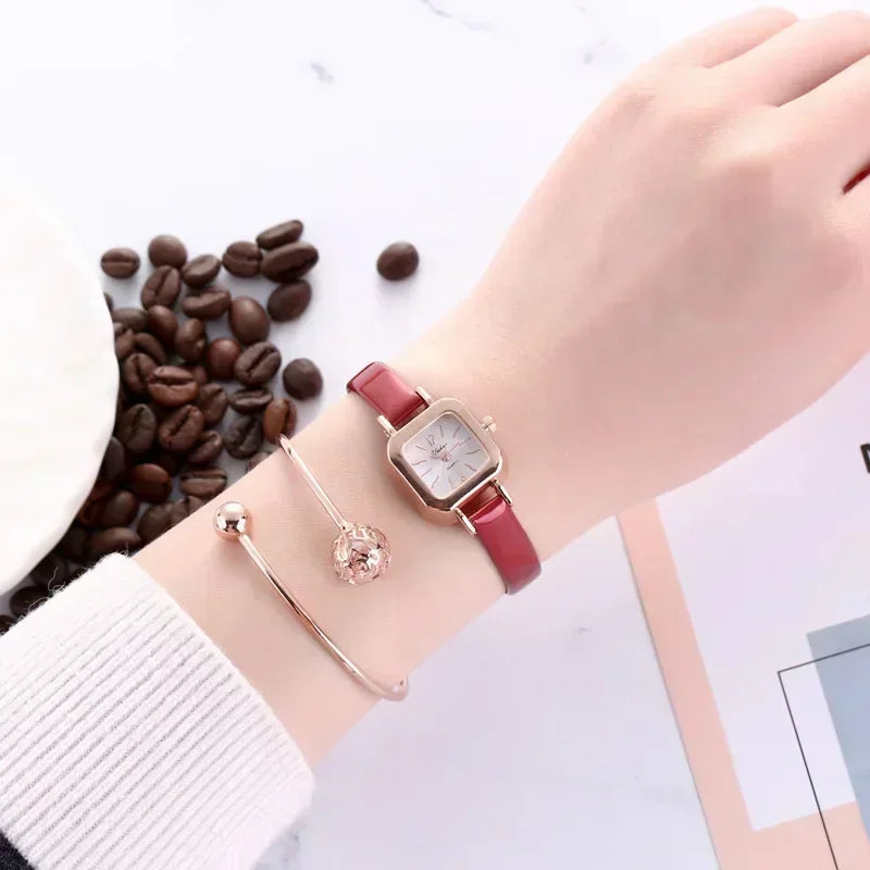New Fashion Luxury Wrist Watches for Woman Students Small Square Leather Quartz Watch for Girl Gifts Reloj Mujer Ladies Clock