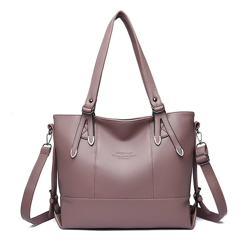 Ladies' tote bag: Fashionable and versatile, large-capacity soft leather single-shoulder bag