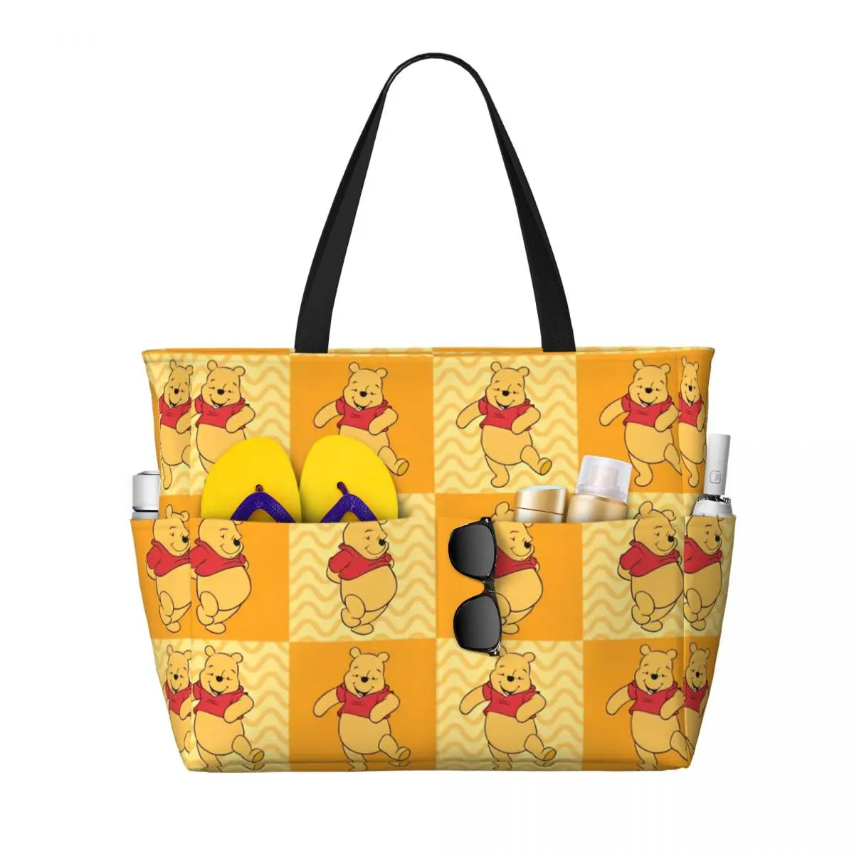 Fashion Winnie The Pooh Women Tote Bag for Travel Large Cute Bear Print Weekender Bags for Holiday