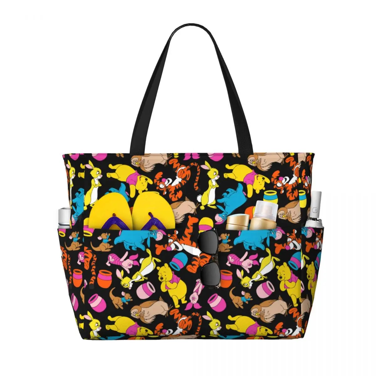 Fashion Winnie The Pooh Women Tote Bag for Travel Large Cute Bear Print Weekender Bags for Holiday