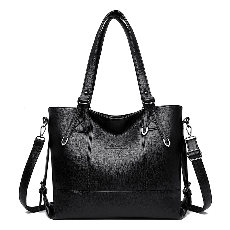 Ladies' tote bag: Fashionable and versatile, large-capacity soft leather single-shoulder bag
