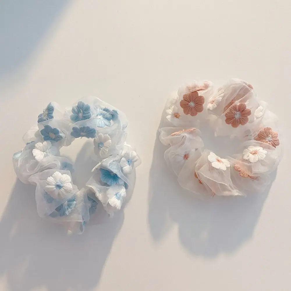 Hair Band Fashion Elastic Embroidery Hair Accessories Gauze Hair Tie Hair Rope Scrunchie Rubber Band