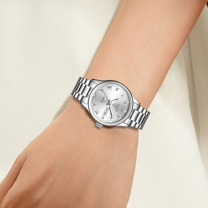 LIGE Women Wrist Watch Original Watches for Ladies Waterproof Stainless Steel Luxury Quartz Woman Wristwatch Diamond Dial Clock