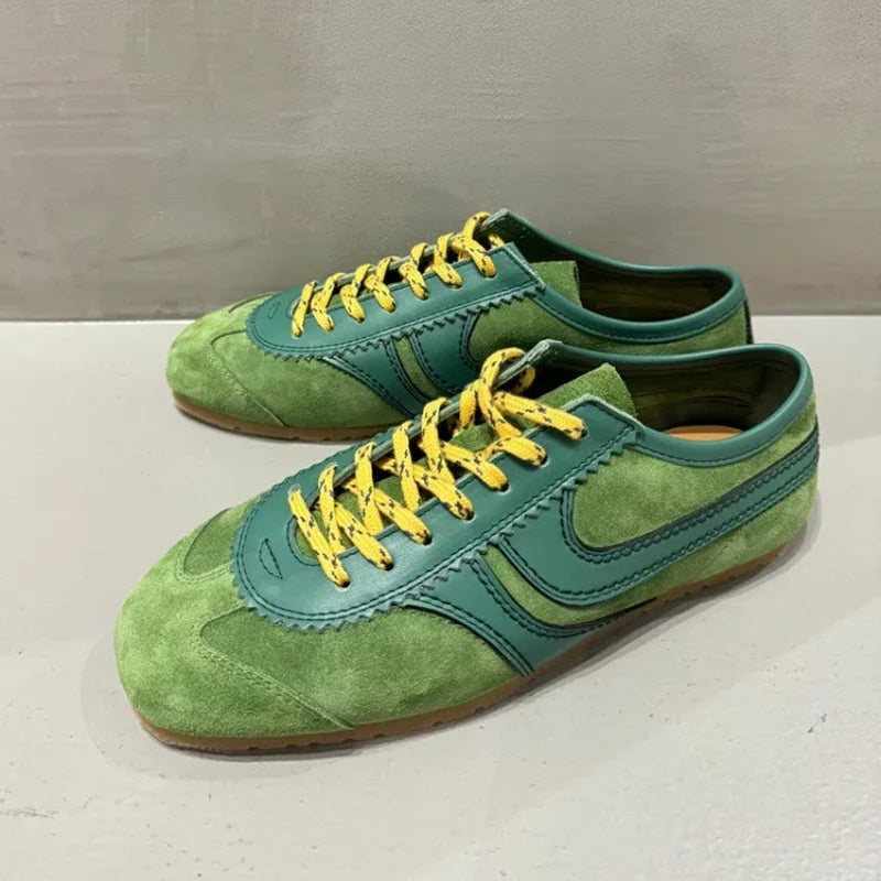 Women's Sports Shoes Genuine Leather 2025 Autumn Retro German Training Shoes High-Quality New Forrest Gump Women's Shoes Flat