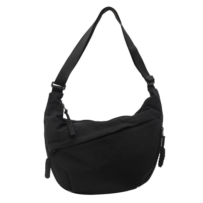 Leisure Crossbody Hobo Bag with Large Capacity Versatile and Niche Design Nylon Shoulder Bag Student Class Mailman Bag