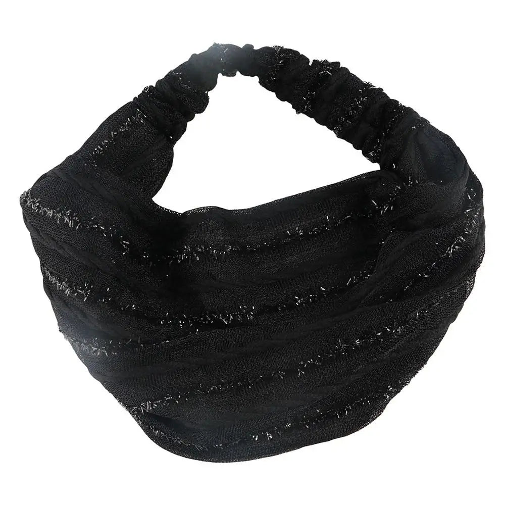 White Hair Elastic Hair Band Sequin Shiny Cloth Mother Hair Hoop Women Headband Korean Headwear Wide Hair Band Mesh Hairbands