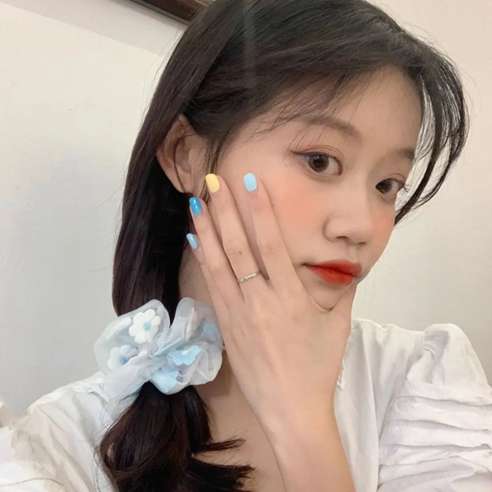 Hair Band Fashion Elastic Embroidery Hair Accessories Gauze Hair Tie Hair Rope Scrunchie Rubber Band