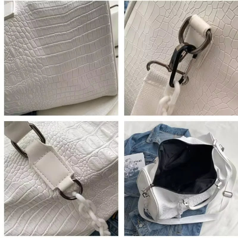 Women Travel Duffel Handbag Large Capacity Business Candy Color Shoulder Bag Waterproof PU Trip Commuting Gym Crossbody Pack