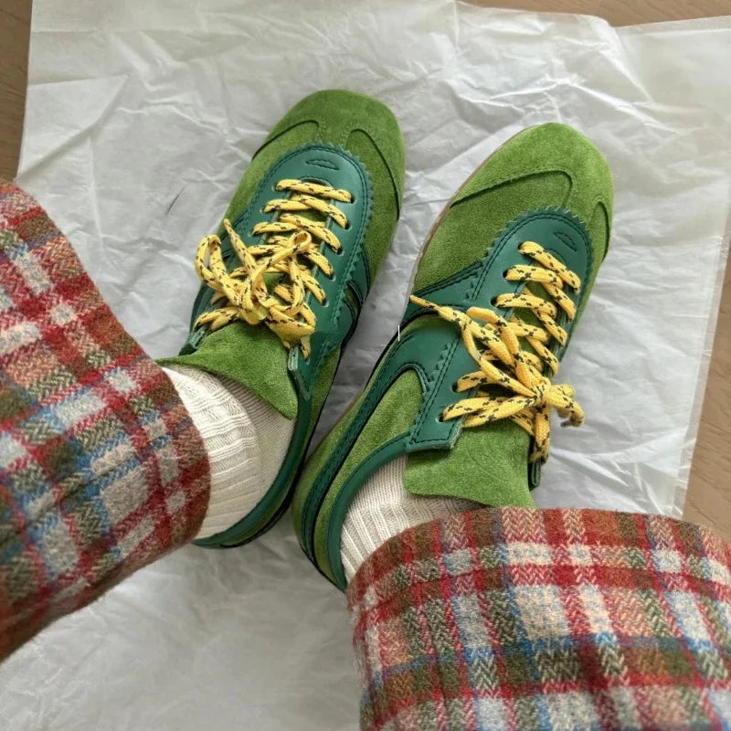 Women's Sports Shoes Genuine Leather 2025 Autumn Retro German Training Shoes High-Quality New Forrest Gump Women's Shoes Flat