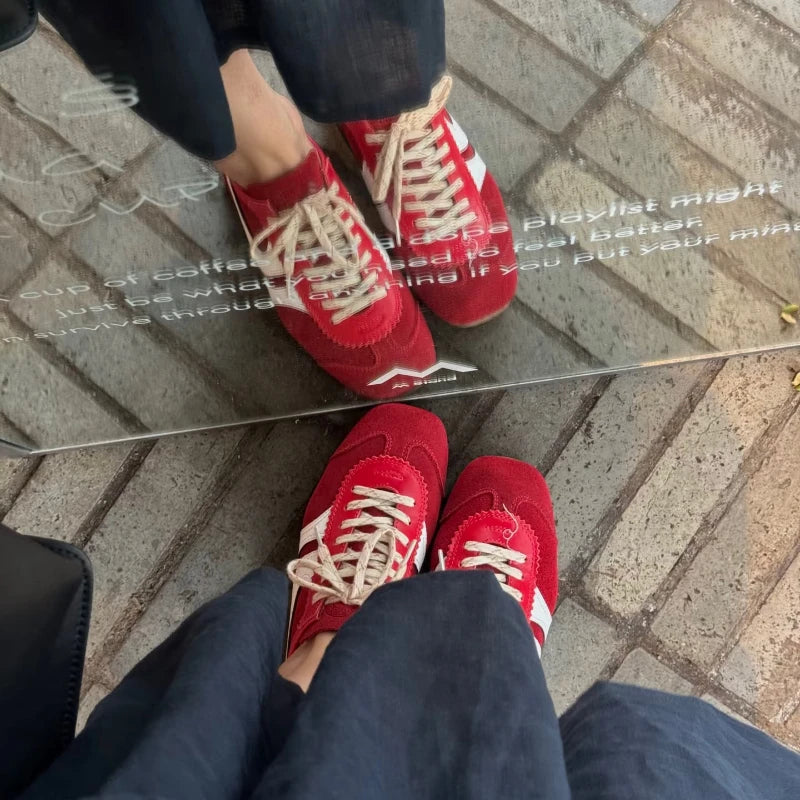 Women's Sports Shoes Genuine Leather 2025 Autumn Retro German Training Shoes High-Quality New Forrest Gump Women's Shoes Flat