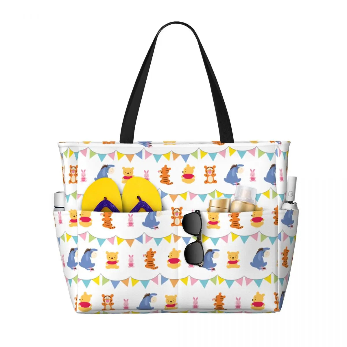 Fashion Winnie The Pooh Women Tote Bag for Travel Large Cute Bear Print Weekender Bags for Holiday