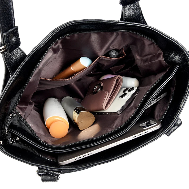 Ladies' tote bag: Fashionable and versatile, large-capacity soft leather single-shoulder bag