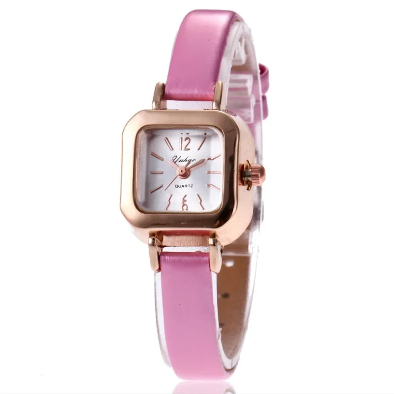 New Fashion Luxury Wrist Watches for Woman Students Small Square Leather Quartz Watch for Girl Gifts Reloj Mujer Ladies Clock