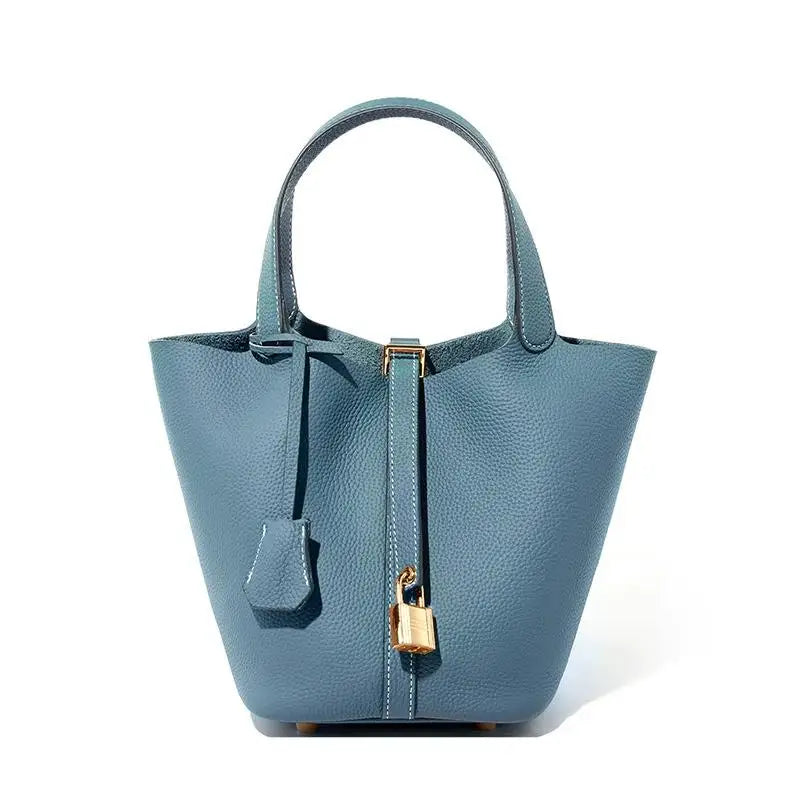 Ladies Handbag Female Bucket Bag Basket Shoulder Bag Travel BagLeather Bucket BagLarge Soft Leather Tote with Lock Daily