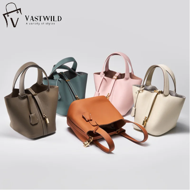 Ladies Handbag Female Bucket Bag Basket Shoulder Bag Travel BagLeather Bucket BagLarge Soft Leather Tote with Lock Daily