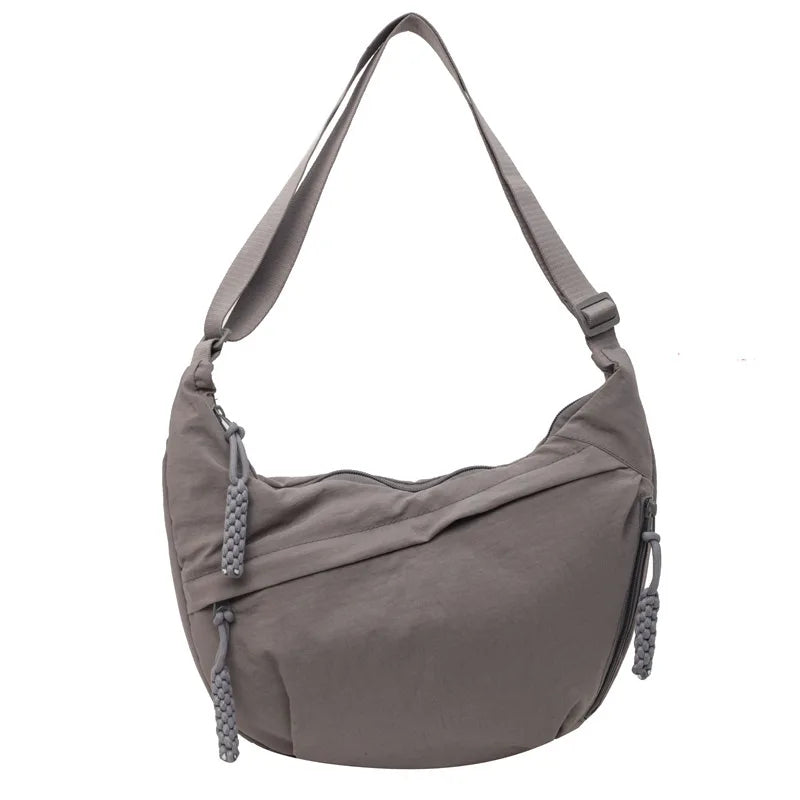 Leisure Crossbody Hobo Bag with Large Capacity Versatile and Niche Design Nylon Shoulder Bag Student Class Mailman Bag
