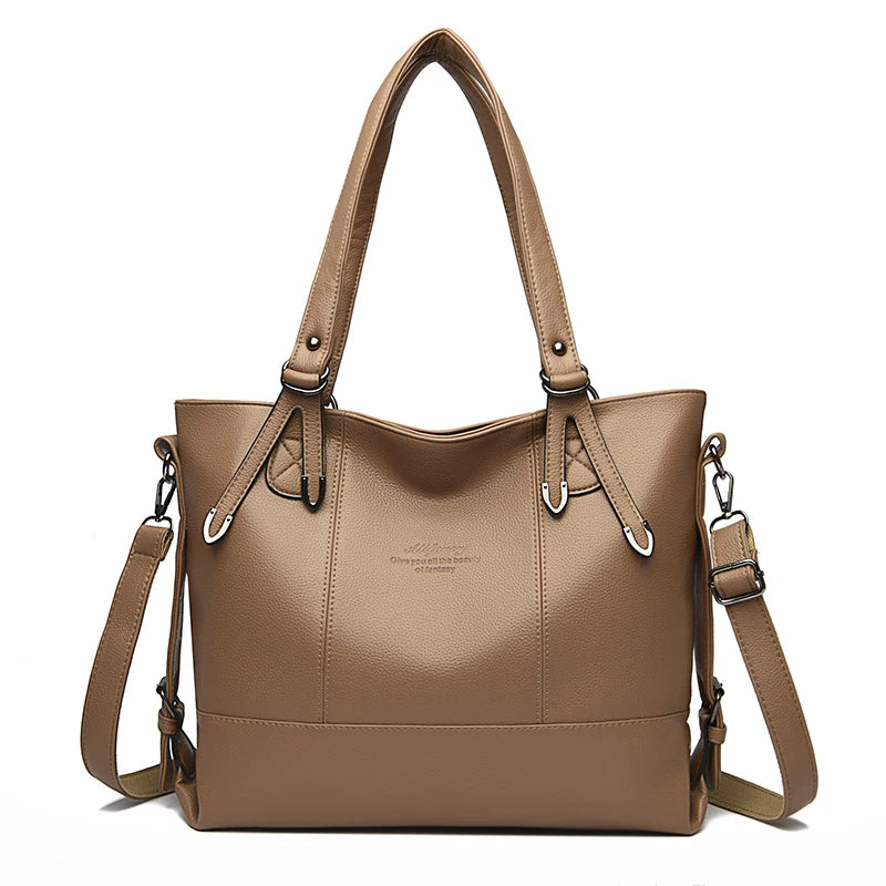 Ladies' tote bag: Fashionable and versatile, large-capacity soft leather single-shoulder bag