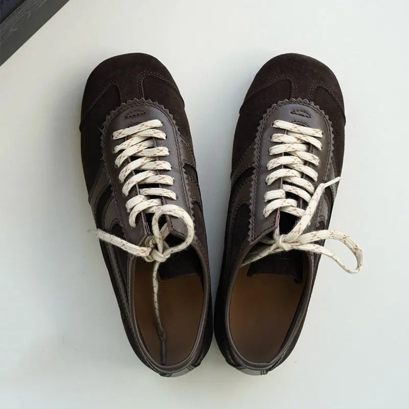 Women's Sports Shoes Genuine Leather 2025 Autumn Retro German Training Shoes High-Quality New Forrest Gump Women's Shoes Flat