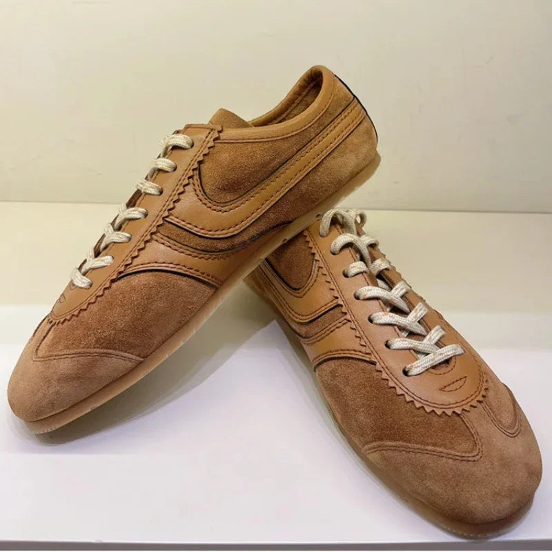 Women's Sports Shoes Genuine Leather 2025 Autumn Retro German Training Shoes High-Quality New Forrest Gump Women's Shoes Flat