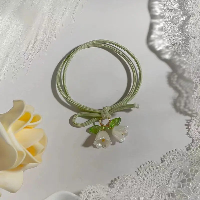 Rubber band hair ring, high elastic durable head rope lily of the valley hair ornament
