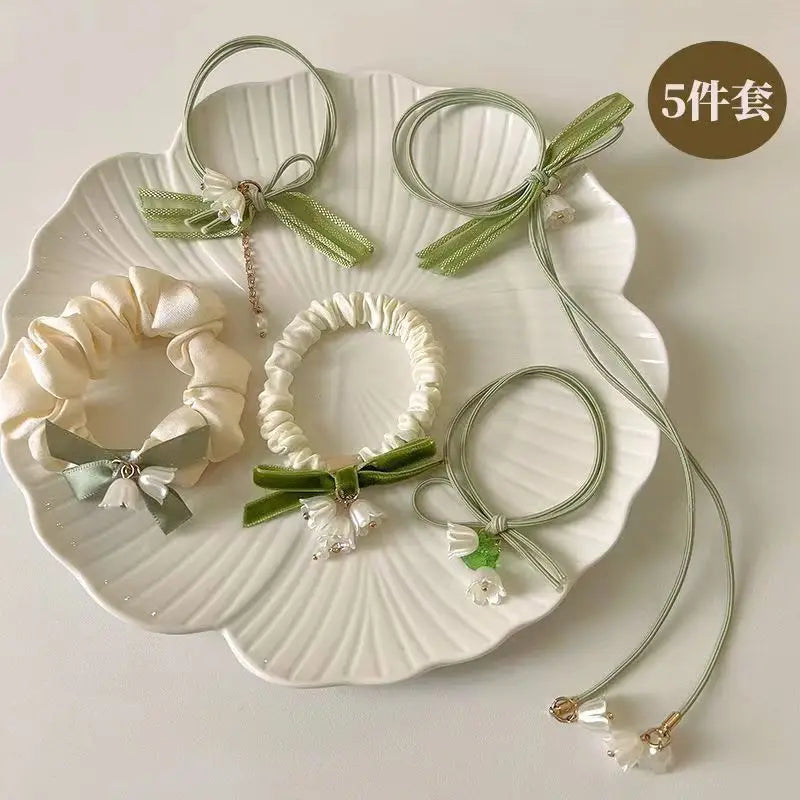 Rubber band hair ring, high elastic durable head rope lily of the valley hair ornament