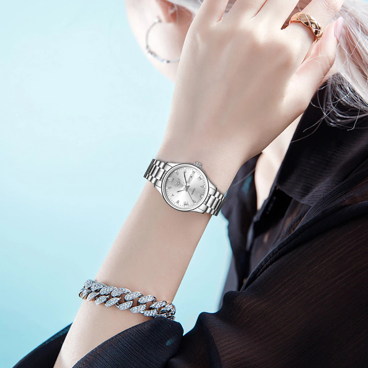 LIGE Women Wrist Watch Original Watches for Ladies Waterproof Stainless Steel Luxury Quartz Woman Wristwatch Diamond Dial Clock