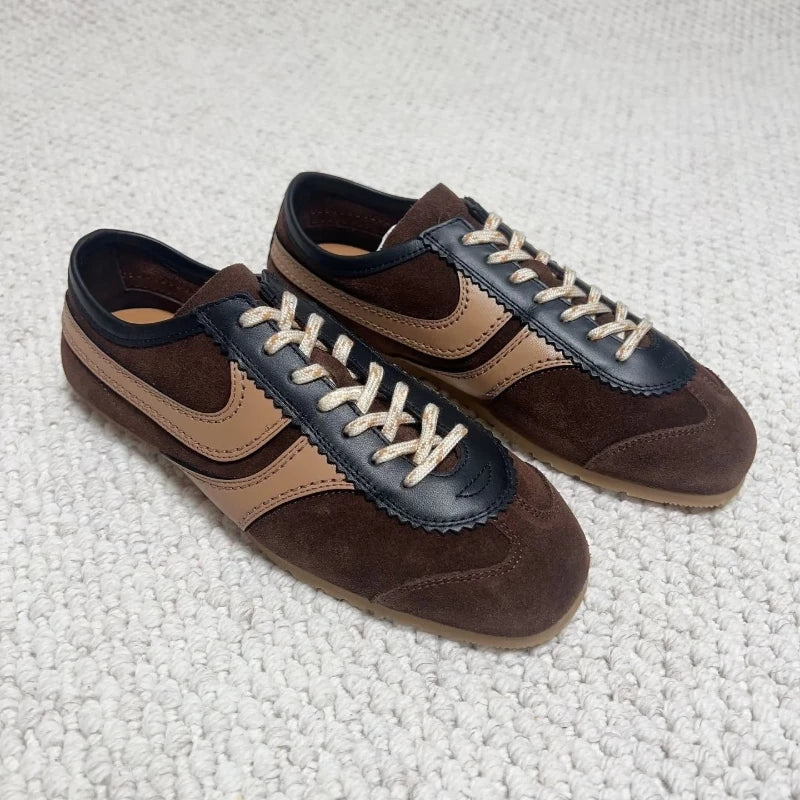 Women's Sports Shoes Genuine Leather 2025 Autumn Retro German Training Shoes High-Quality New Forrest Gump Women's Shoes Flat